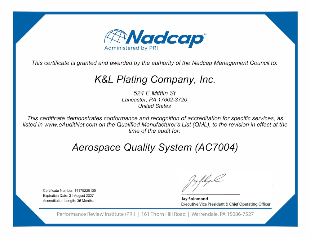 NADCAP Quality System Certificate